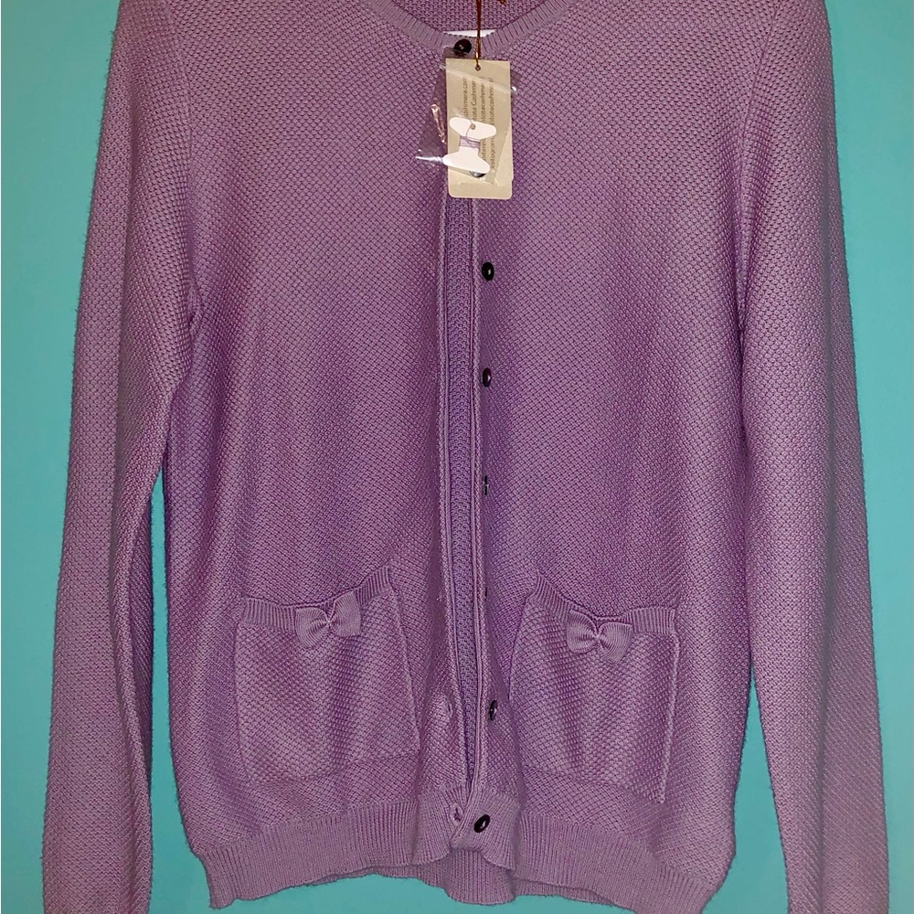 State Cashmere Lavender Sweater with Bows